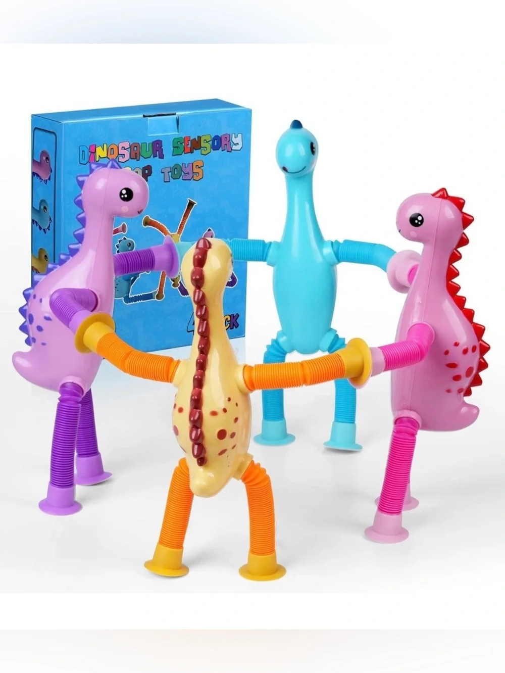 4 Dinosaur Pop Sensory Tubes